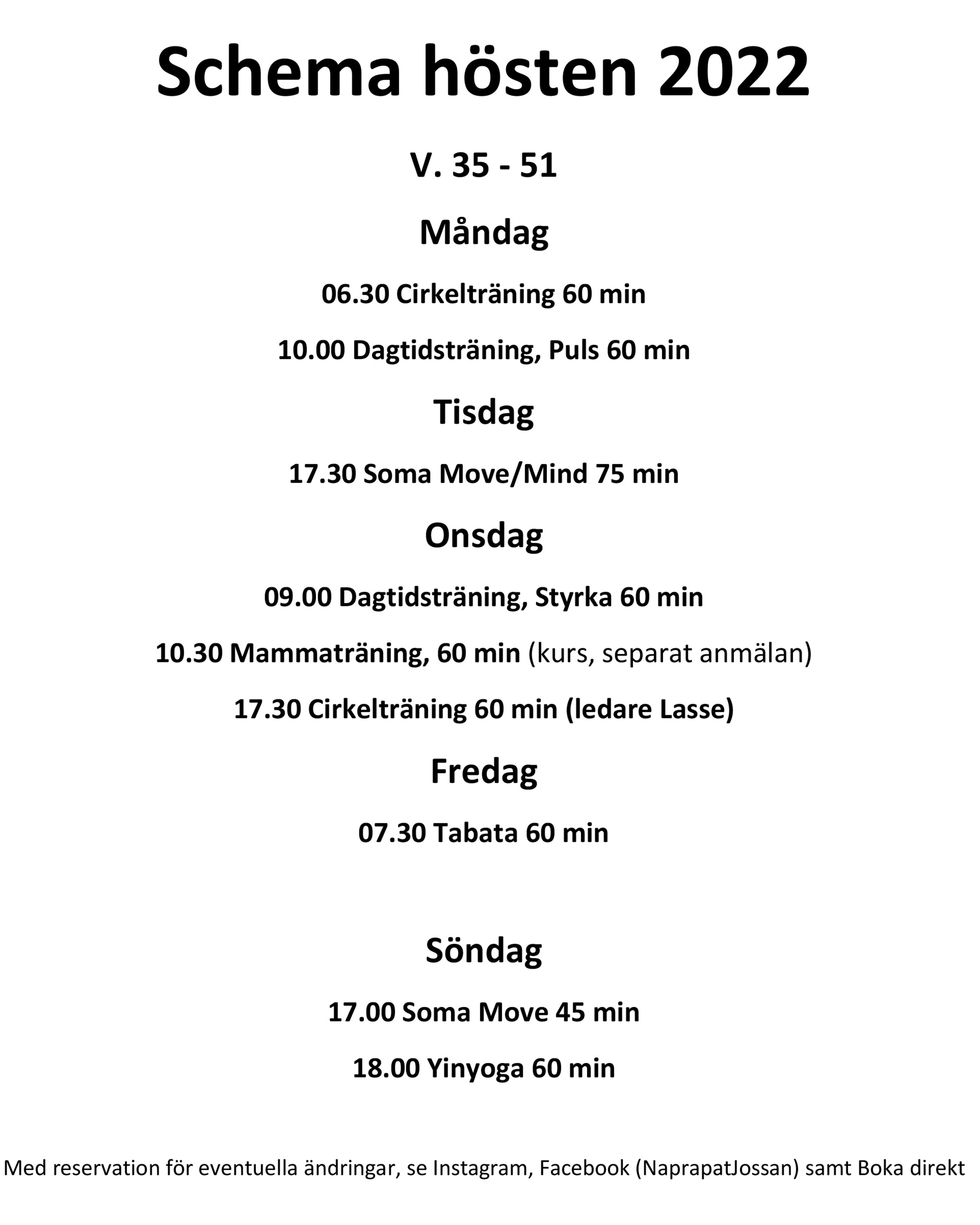 Schema hösten 2022